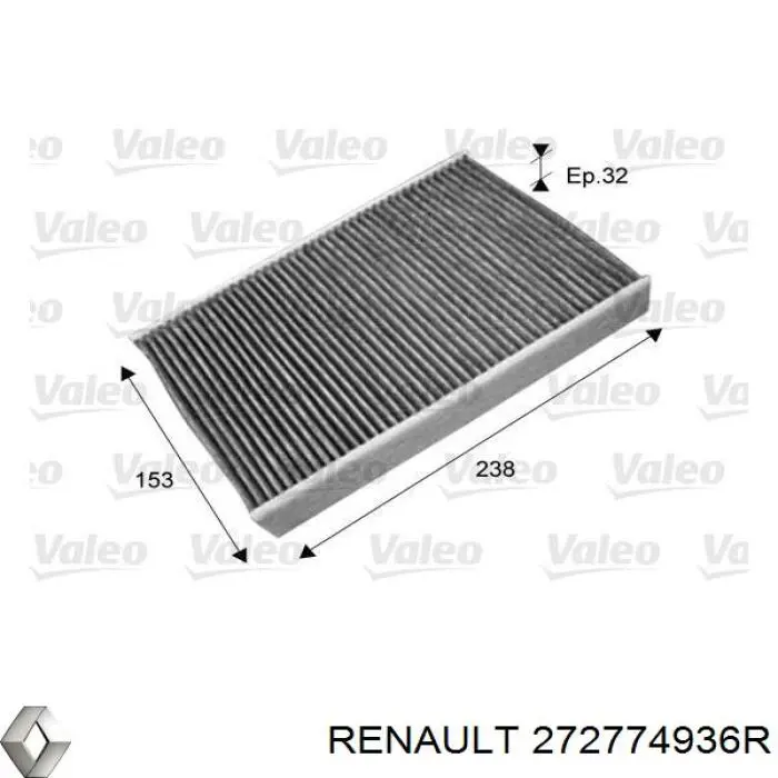 Купить 272774936R Renault (RVI) Фильтр салона угольный