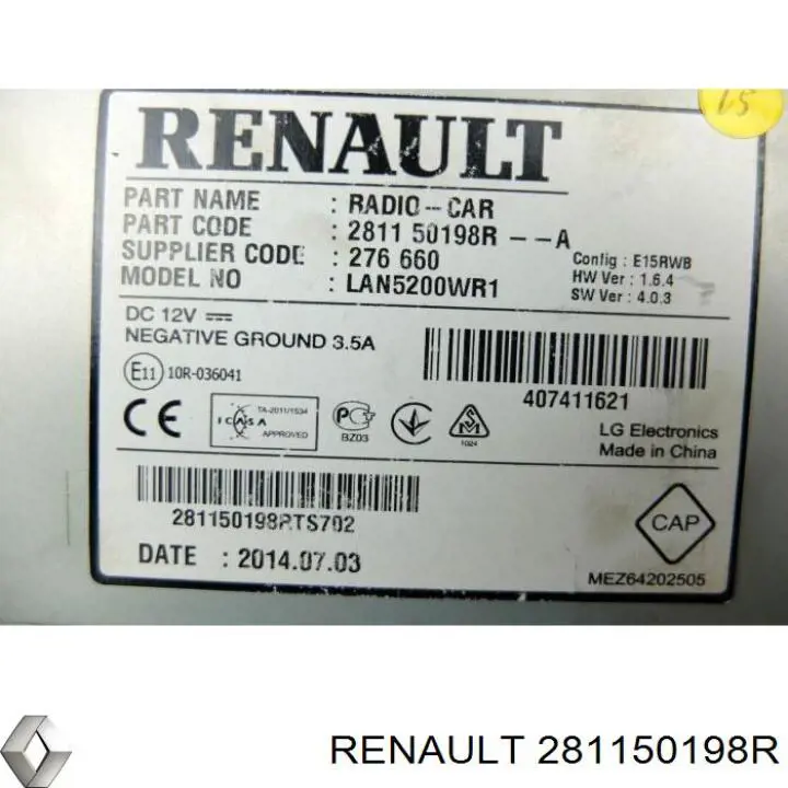 281150198R Renault (RVI) Радиоприемник