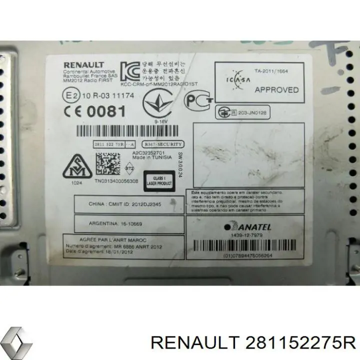 Магнитола (радио AM/FM) Renault (RVI) 281152275R цена, от 145.24 USD