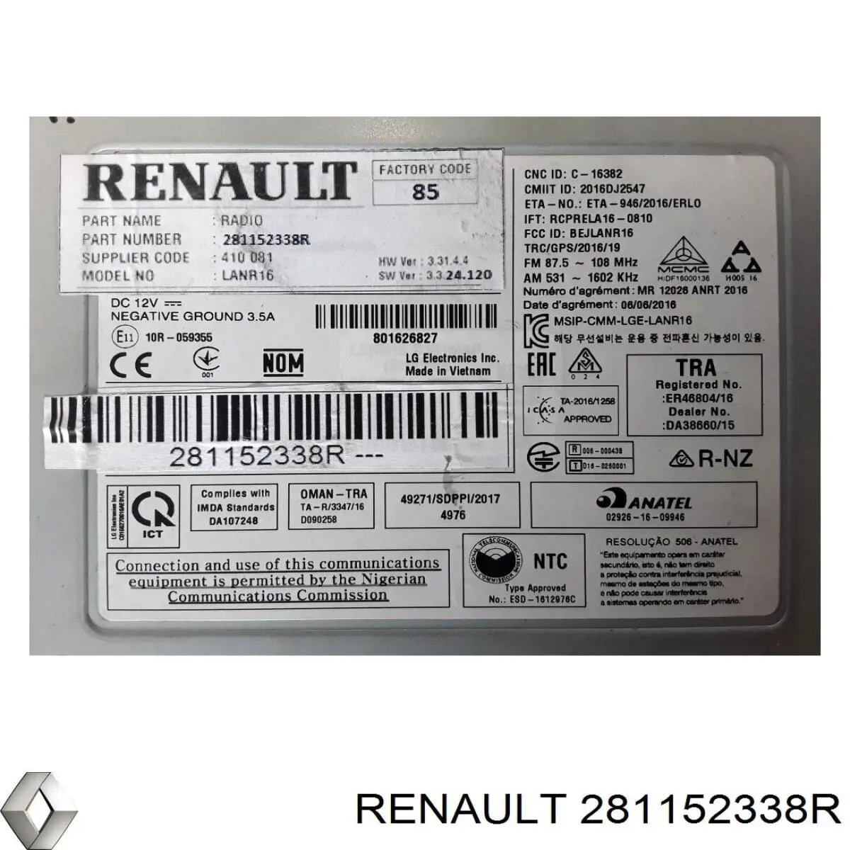 281152338R Renault (RVI) Радиоприемник