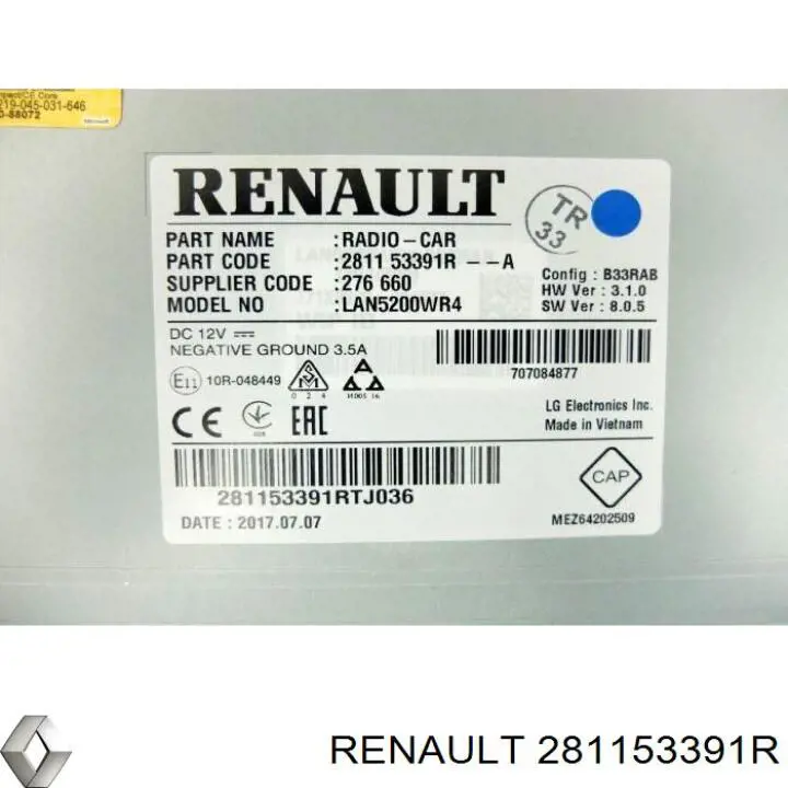 Купить 281153391R Renault (RVI) Заводская магнитола