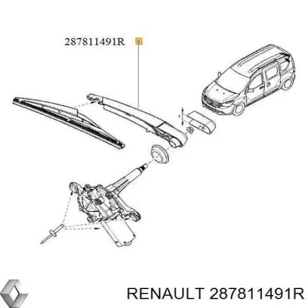 287811491R Renault (RVI) рычаг-поводок стеклоочистителя заднего стекла