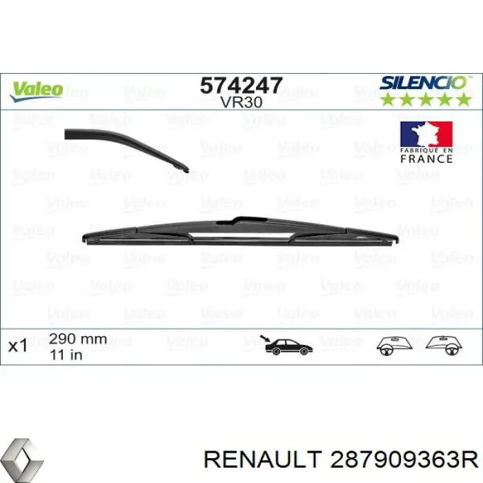 дворник заднего стекла Renault (RVI) 287909363R цена, от 9.28 USD