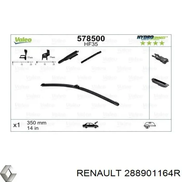 288901164R Renault (RVI) limpa-pára-brisas do pára-brisas, kit de 2 un.