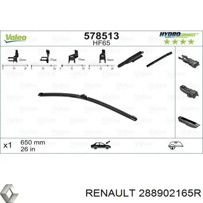 Limpa-pára-brisas do pára-brisas, kit de 2 un. para Renault CAPTUR 