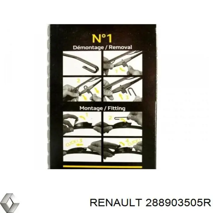 Щітка-двірник лобового скла, комплект з 2-х шт. 288903505R Renault (RVI)