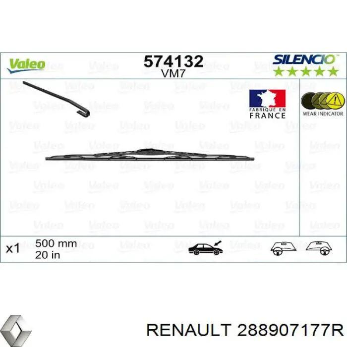 288907177R Renault (RVI) щетка-дворник лобового стекла пассажирская