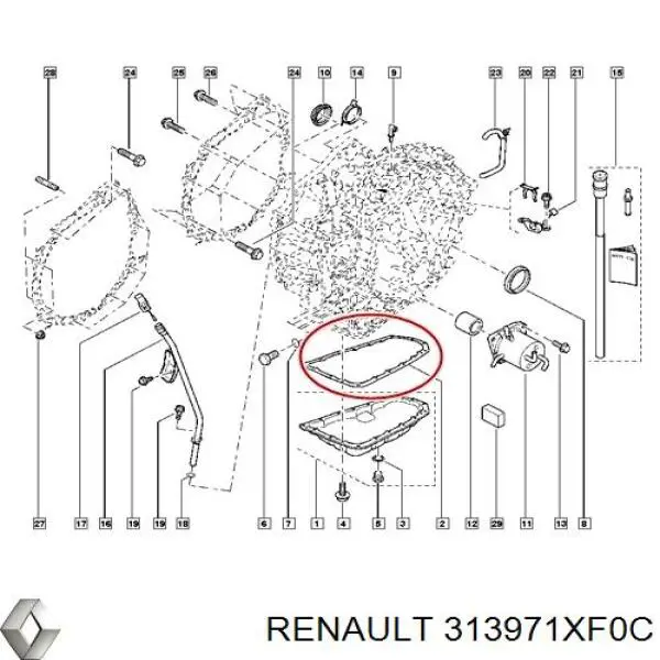 Прокладка масляного насоса АКПП Renault (RVI) 313971XF0C