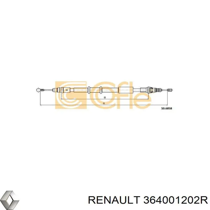 Задний трос ручника 364001202R Renault (RVI)