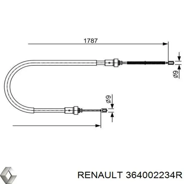 Задний трос ручника 364002234R Renault (RVI)