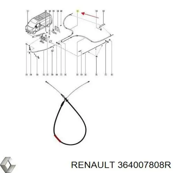 Задний трос ручника Renault (RVI) 364007808R цена, от 25.65 USD