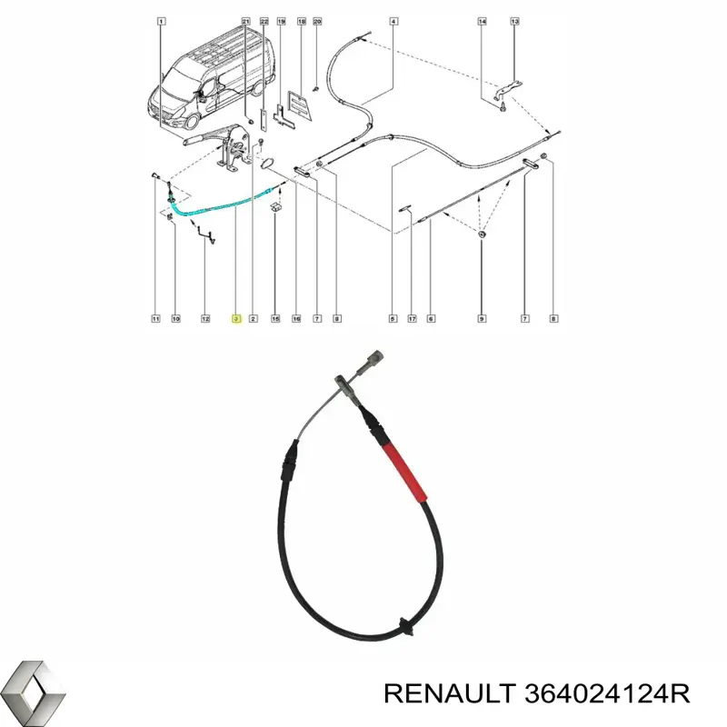 364024124R Renault (RVI) Трос стояночного тормоза передний