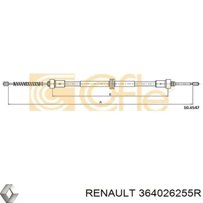 364026255R Renault (RVI) cabo traseiro direito/esquerdo do freio de estacionamento