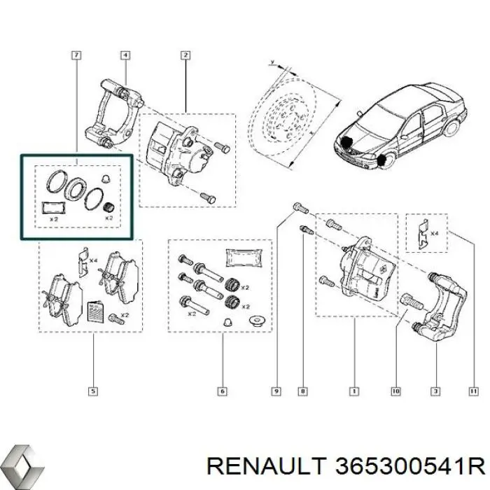 Трос ручного тормоза задний Renault (RVI) 365300541R цена, от 10.15 USD