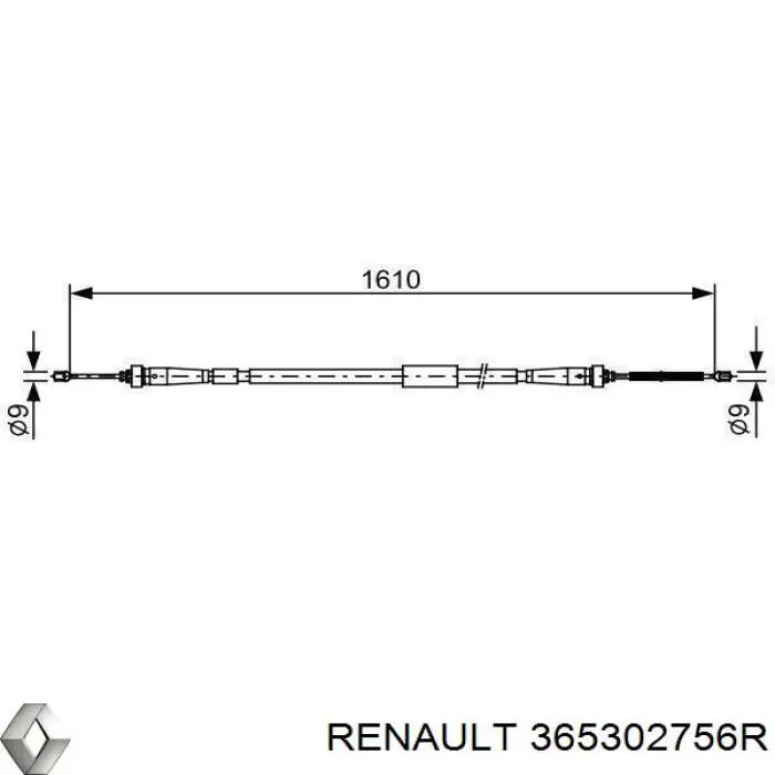 Трос ручного тормоза задний правый Renault (RVI) 365302756R