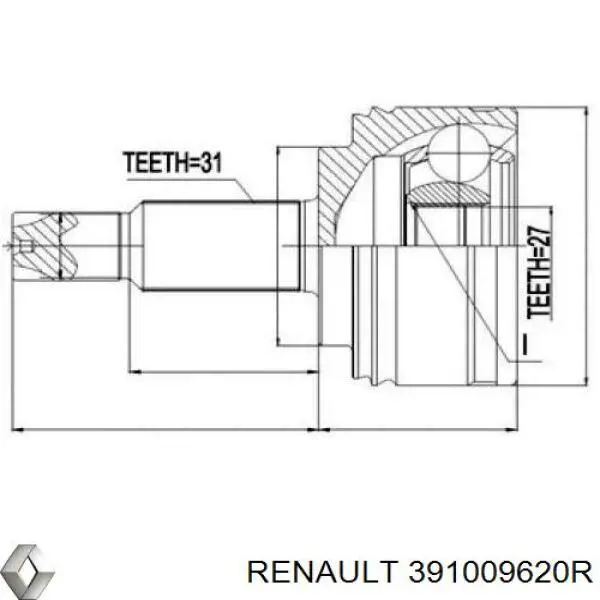 391009620R Renault (RVI) semieixo (acionador dianteiro direito)