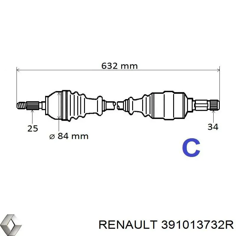 Купить 391013732R Renault (RVI) Привод в сборе левый