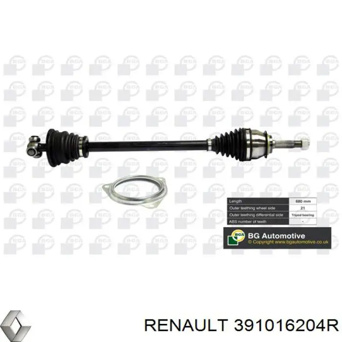 391016204R Renault (RVI) semieixo (acionador dianteiro esquerdo)