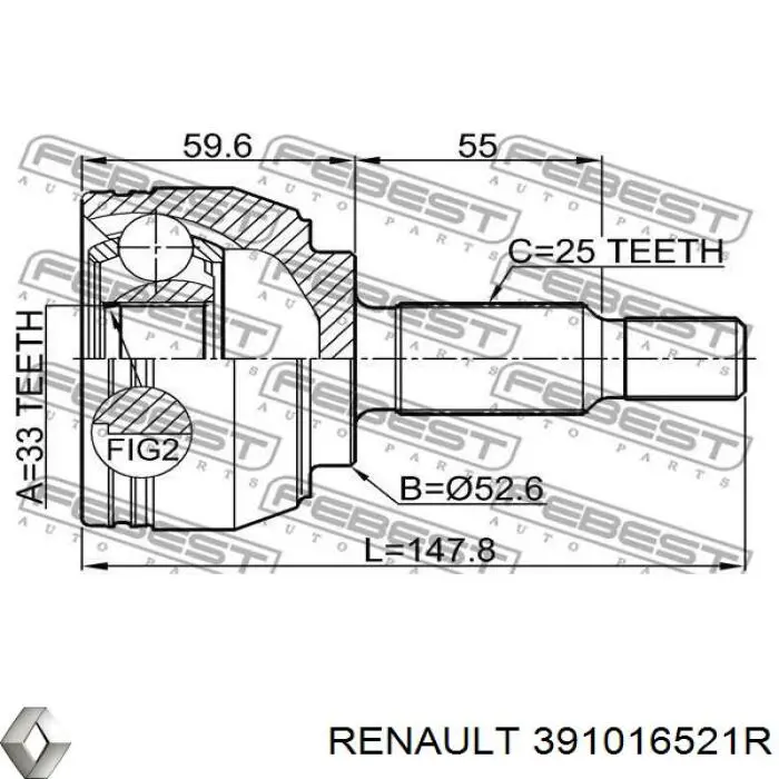 391016521R Renault (RVI) bota de proteção interna esquerda de junta homocinética do semieixo dianteiro