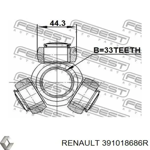 391018686R Renault (RVI) Полуось передняя левая