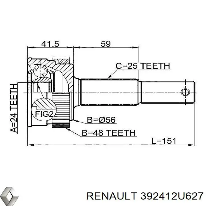 Купить 392412U627 Renault (RVI) Пыльник ШРУСа задней полуоси наружный