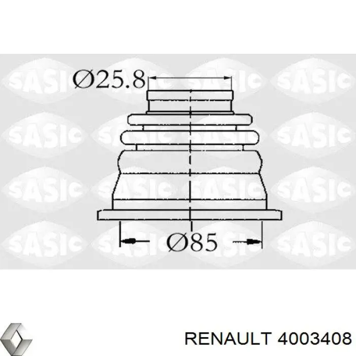 Пыльник ШРУСа передней полуоси внутренний левый 4003408 Renault (RVI)