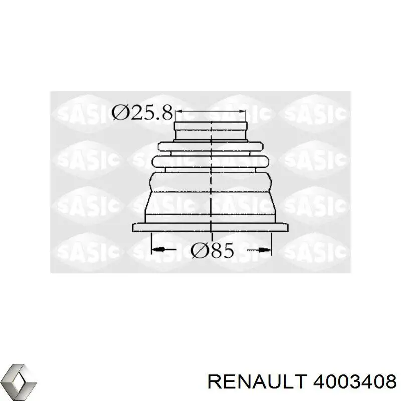Купить 4003408 Renault (RVI) Пыльник ШРУСа внутренний, передней полуоси, левый