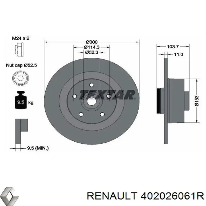 Тормозные диски 402026061R Renault (RVI)