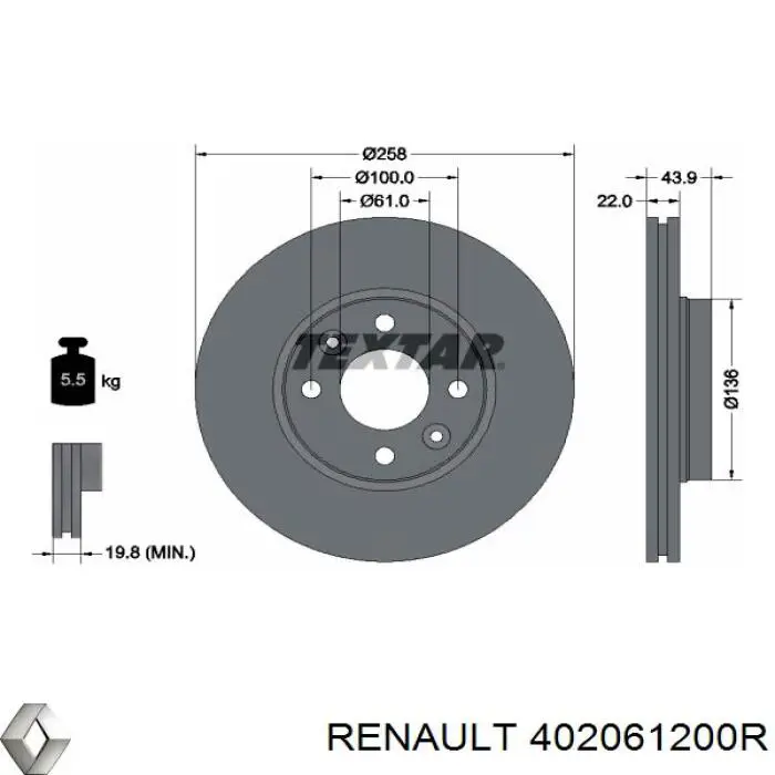 Купить 402061200R Renault (RVI) Ротор тормозной