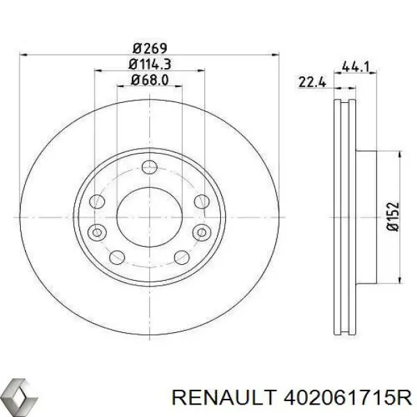 Передние тормозные диски 402061715R Renault (RVI)