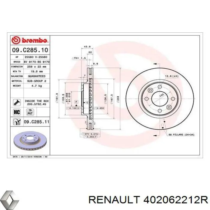 Купить 402062212R Renault (RVI) Ротор тормозной