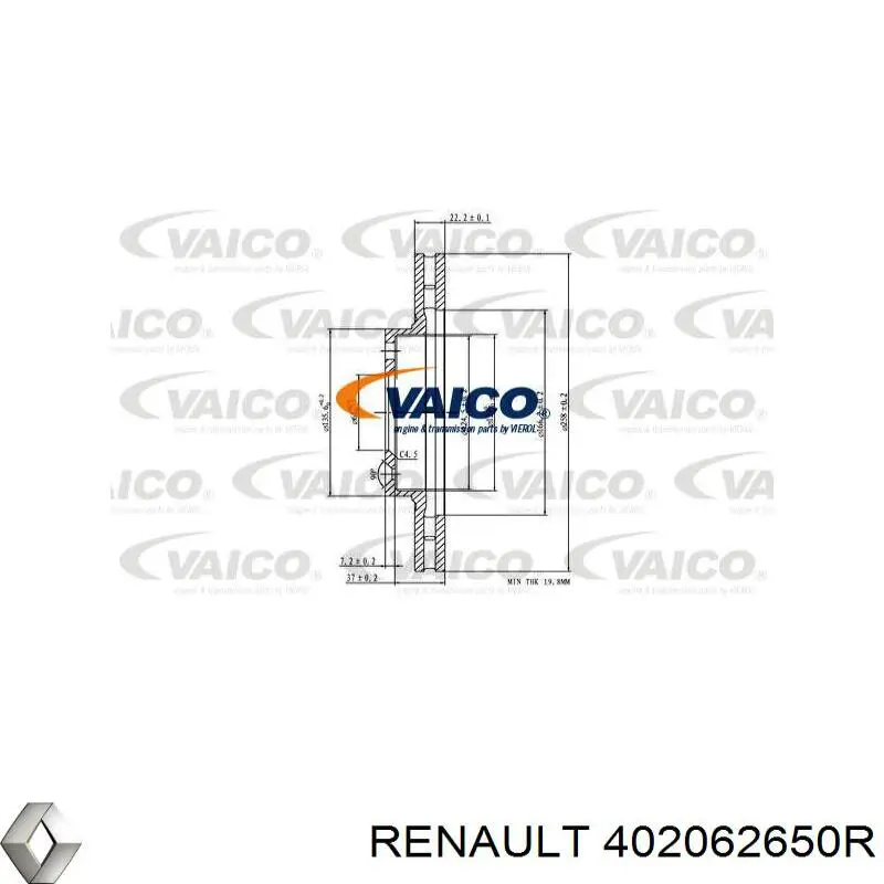 Передний тормозной диск Renault (RVI) 402062650R