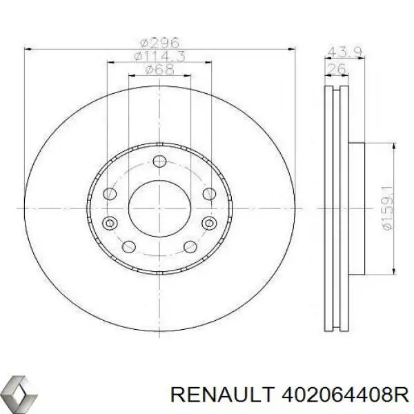402064408R Renault (RVI) диск тормозной передний