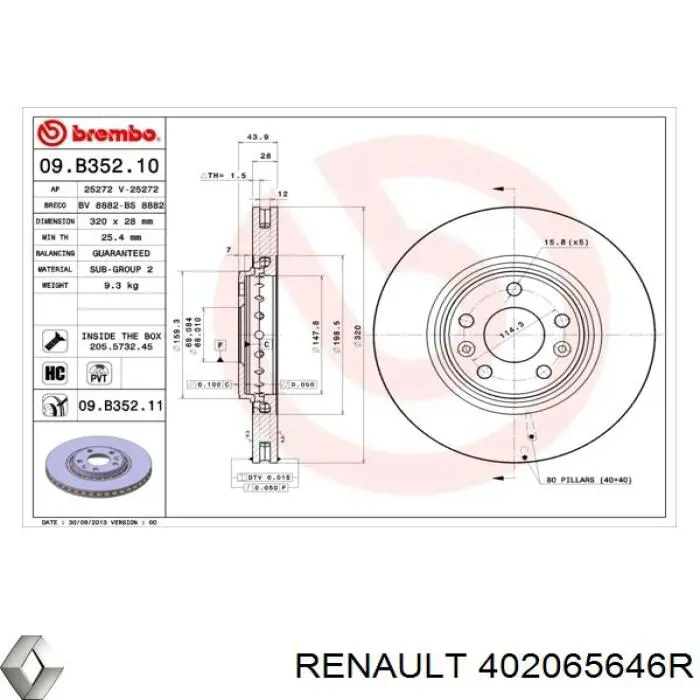 402065646R Renault (RVI) Диск тормозной передний