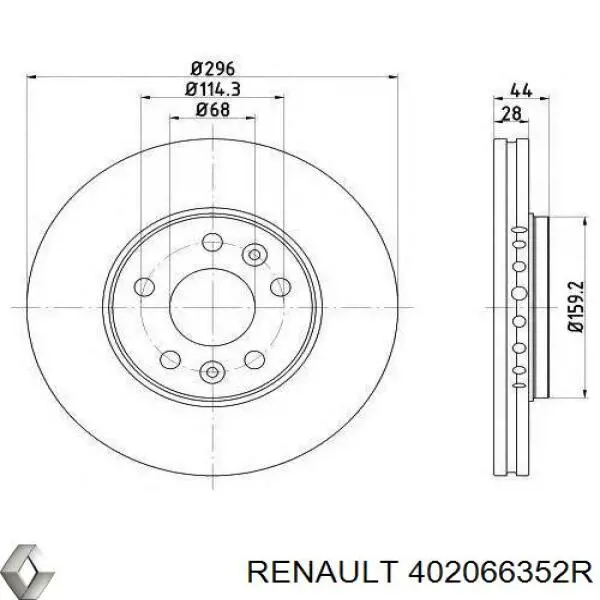 Диск тормозной передний Renault (RVI) 402066352R