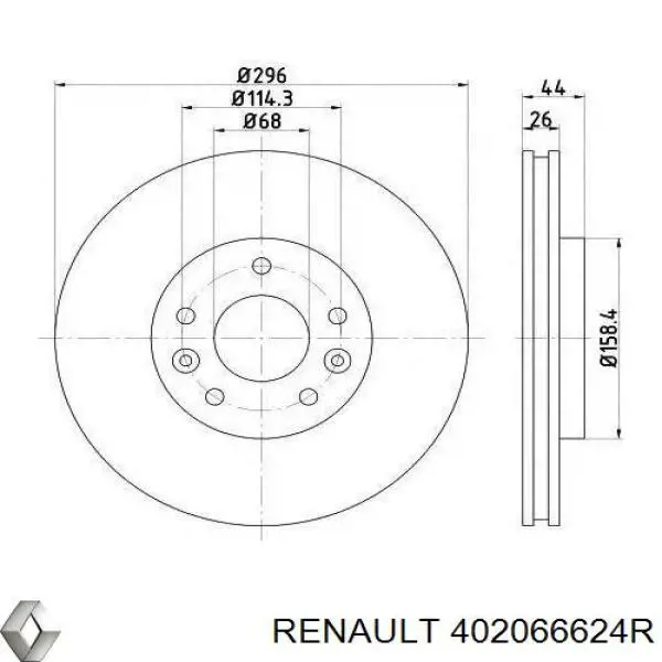 402066624R Renault (RVI) disco do freio dianteiro