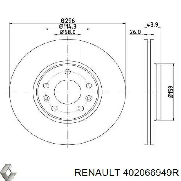 Передние тормозные диски 402066949R Renault (RVI)