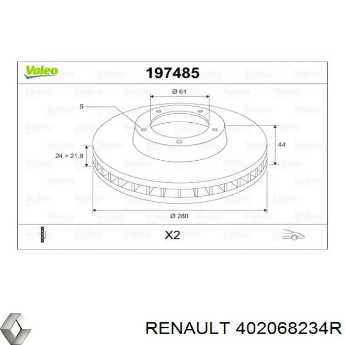 Передние тормозные диски 402068234R Renault (RVI)