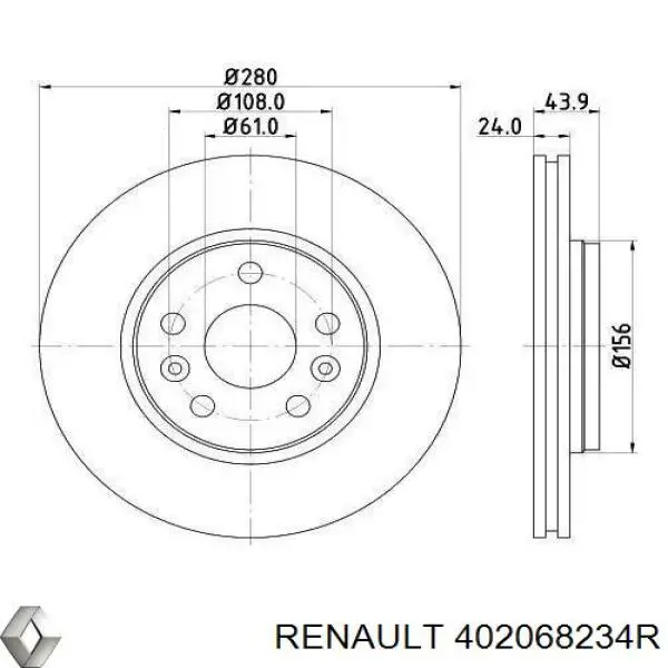 Передний тормозной диск Renault (RVI) 402068234R