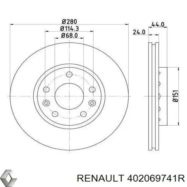 402069741R Renault (RVI) диск тормозной передний