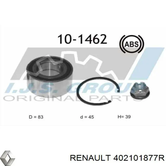 402101877R Renault (RVI) подшипник ступицы передней