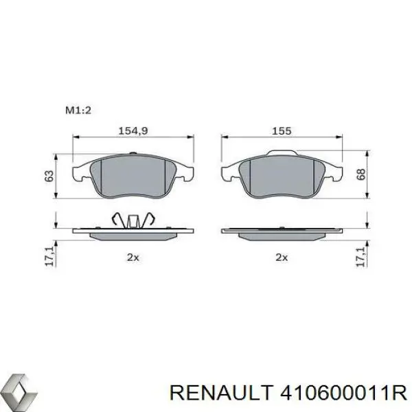 Колодки Renault (RVI) 410600011R цена, от 29.46 USD