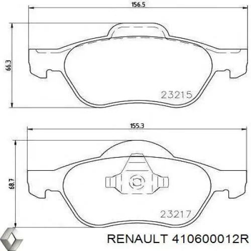 410600012R Renault (RVI) передние тормозные колодки