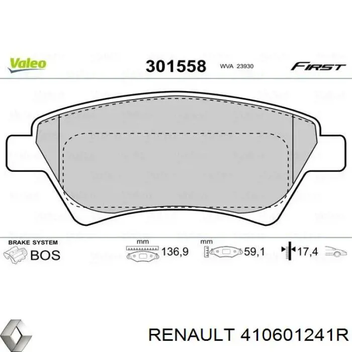 Купить 410601241R Renault (RVI) Колодки тормозные