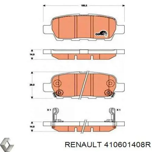 410601408R Renault (RVI) Sapatas do freio traseiras de disco