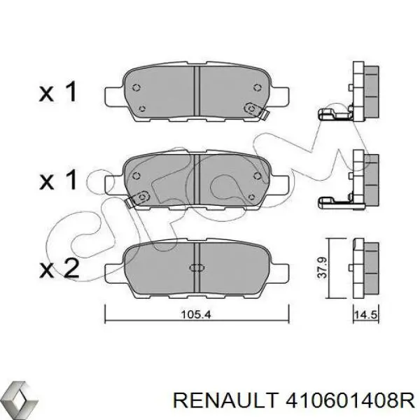 Sapatas do freio traseiras de disco Renault (RVI) 410601408R preço, a partir de 31,98 USD