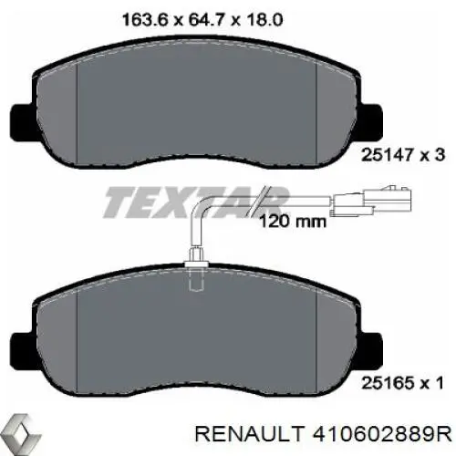 Тормозные колодки Renault (RVI) 410602889R