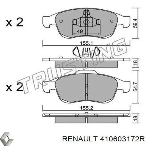 Колодки Renault (RVI) 410603172R цена, от 26.93 USD