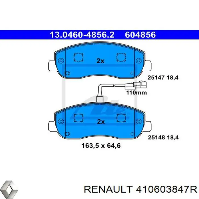 410603847R Renault (RVI) Колодки передние