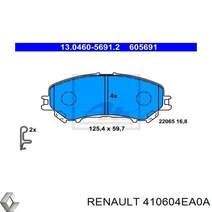 410604EA0A Renault (RVI) Колодки передние